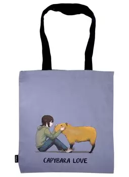 Сумка-шоппер Капибара Аниме (серая) (текстиль) (40х32)