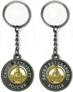 Сувенир, АКМ, Брелок-канат,"Исаакиевский собор.", цвет черный жемчуг, металлическая вставка
