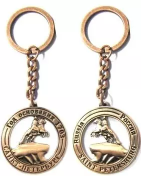 Сувенир, АКМ, Брелок, металлический,"Медный всадник", рельеф, цвет медь