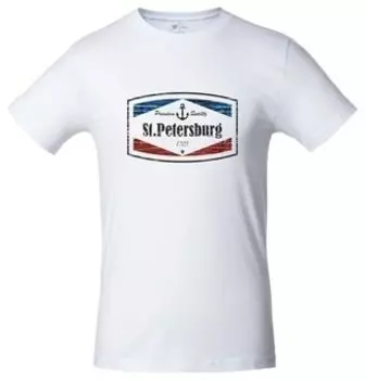 Сувенир, АКМ, Футболка СПб. Эмблема прямоугольная цвет белый, р-р S