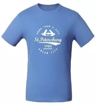 Сувенир, АКМ, Футболка СПб. Мосты цвет голубой, р-р L