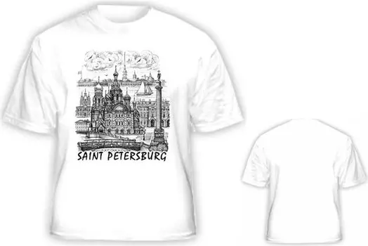 Сувенир, АКМ, Футболка СПб. Спас. Рисунок цвет белый, размер XS