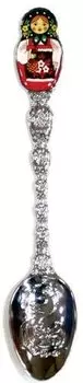 Сувенир, АКМ, Ложка, "Матрешка ", эмаль, цвет серебро, в блистере, в ассортимерте