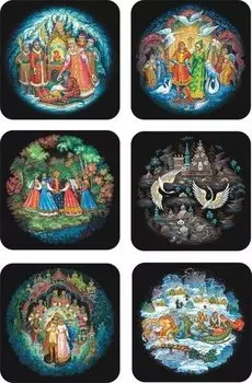 Сувенир, Акм, Плакетка, Палех-3, Русский Север, 6 штук