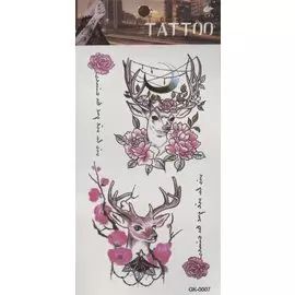 Тату Олени в цветах, 2 вида (GK-0007)(GK-0034)(9,7*19,8)