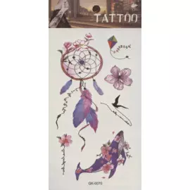 Тату Перышки, цветы, акулы, 3 вида (GK-0083)(GK-0076)(GK-0070)(9,7*19,8)