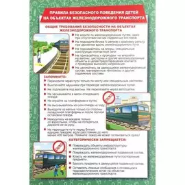 Тематический плакат "Правила безопасного поведения детей на объектах железнодорожного транспорта"