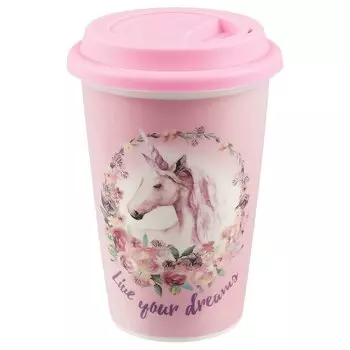 Стакан керамический Единорог в цветках (ПВХ бокс)