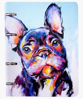 Тетрадь 100л "Французский бульдог" на кольцах, мел.картон, твин-лак, квадр.корешок, скругл.углы