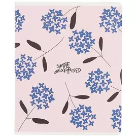 Тетрадь 48л кл. "Simple", Синие цветы, мел.картон, микротекстур, ламин.