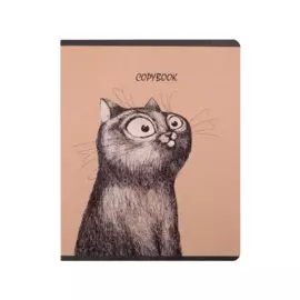 Тетрадь 48л кл. "ЖИВОТНЫЕ С ХАРАКТЕРОМ" выборочный УФ-лак, крафт-картон, ассорти