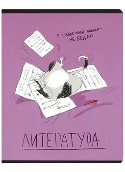 Тетрадь предметная в линейку Феникс+, "Любознательные коты. Литература", 48 листов