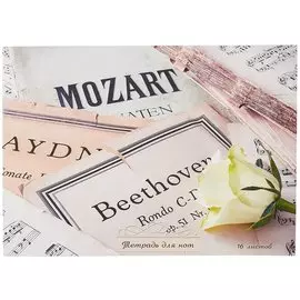 Тетрадь для нот 16л А4 "Нежная классика" горизонтальная, мелов.картон