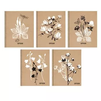 Тетрадь общая в клетку «Белые цветы», А5, 48 листов