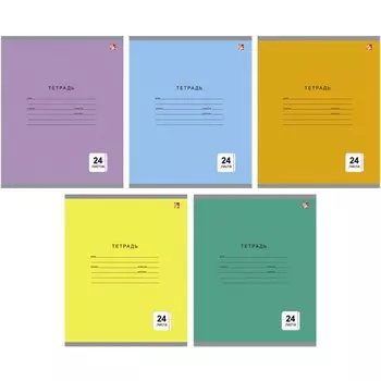 Тетрадь «Однотонная серия. Линия», А5, 24 листа. 5 видов