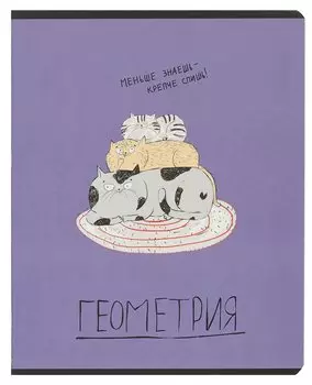 Тетрадь предметная в клетку Феникс+, "Любознательные коты. Геометрия", 48 листов