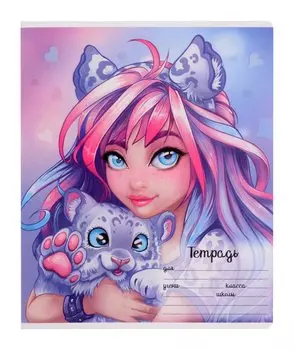 Тетрадь в клетку Феникс+, "Девушка с барсом", А5, 18 листов