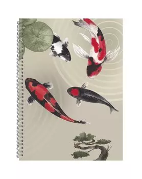 Тетрадь в клетку Listoff, "Японские рыбы", А4, 120 листов