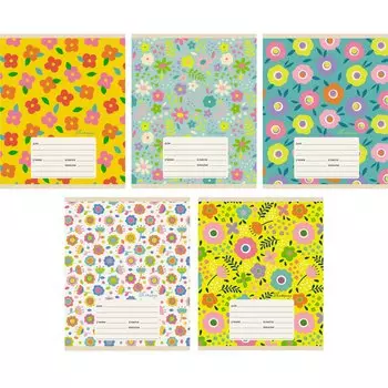 Тетрадь в линейку «Цветы »‎, А5, 18 листов