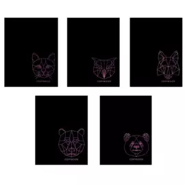 TOTAL BLACK. Полигональные звери ТЕТРАДИ А5 (*скрепка) 48Л. Обложка: high-class