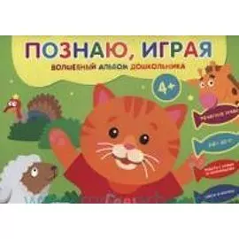 Познаю, играя. Волшебный альбом дошкольника. Печатные буквы. Счет до 10 (Киска).