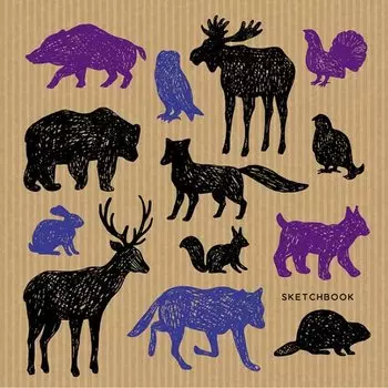 Скетчбук «Яркие наброски (животные)», 80 листов, 19.5 х 19.5 см