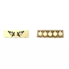 Заготовка деревянная для творчества, Новогодний набор Коробки елочки 6 предметов Короб 24*7*4/5см/Игрушки 5-6см