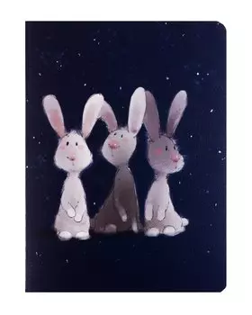Записная книжка А6 32л кл. "Три кролика «Пух и ухи» темный", сшивка