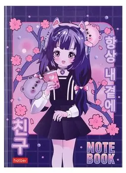 Записная книжка А6 48л кл. "Неко-Тян аниме" 7БЦ, глянц.ламинация