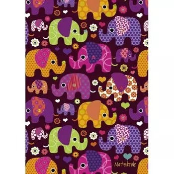 Записная книжка, Эксмо А6 (110*145) Очаровательные слоники тверд.обл. с поролон.