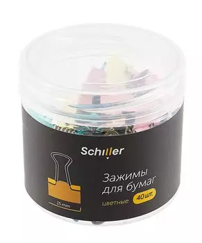 Зажимы для бумаг 15мм 40шт цветные, пласт/уп
