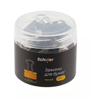 Зажимы для бумаг 19мм 30шт черные, пласт/уп