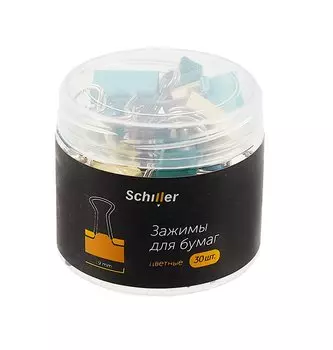 Зажимы для бумаг 19мм 30шт цветные, пласт/уп