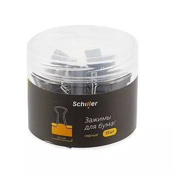 Зажимы для бумаг 25мм 15шт черные, пласт/уп