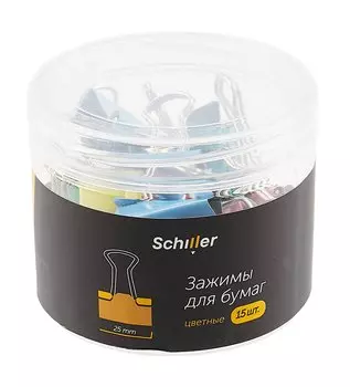 Зажимы для бумаг 25мм 15шт цветные, пласт/уп