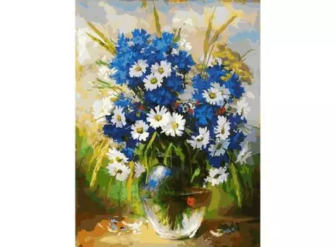 Живопись на холсте 30*40 см. Ромашки и васильки (143-AS)