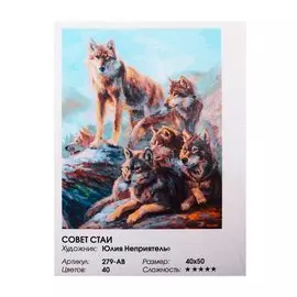 Живопись на холсте по номерам "Совет стаи", 40 х 50 см