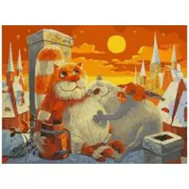 Живопись на холсте. Размер 30*40 см.. Поздний ужин (004-AS )