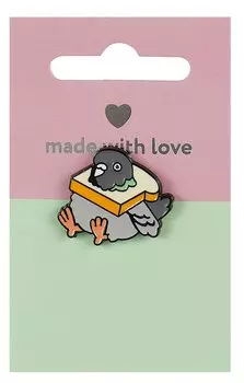 Значок Голубь с хлебом (металл)