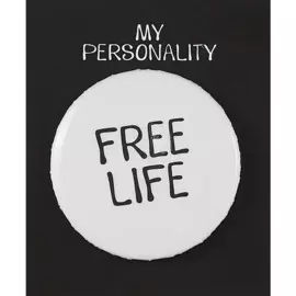 Значок круглый Free Life (белый) (металл) (38мм)