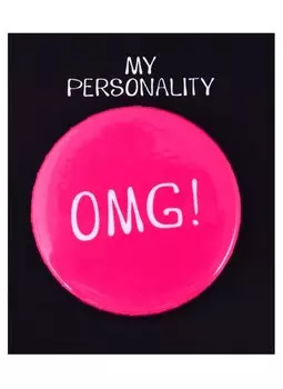 Значок круглый OMG! (фуксия) (металл) (38см) (ЗН2021-010)