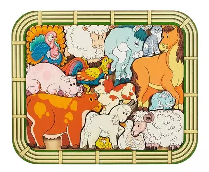 Зоопазл деревянный "Переполох на ферме" 14 деталей