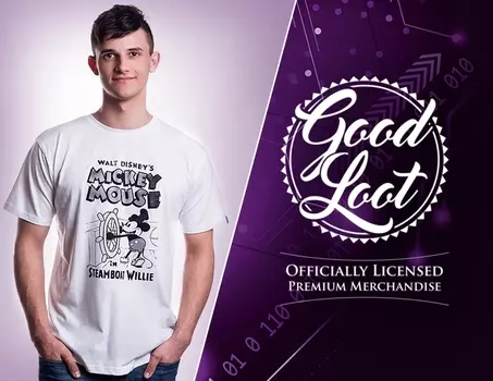 Мужская футболка Disney Mickey Steamboat Willie (Размер XS)