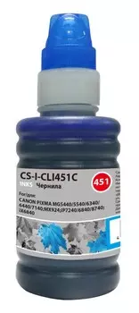 Чернила Cactus CS-I-CLI451C голубой (100 мл) для Canon Pixma iP6840, iP7240, iP8740, iX6840, MG5440