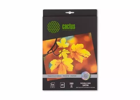 Фотобумага Cactus CS-SMA428020DS A4, 280г/м2, 20л., белый шелковисто-матовое сатин для струйной печати