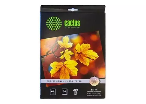Фотобумага Cactus Prof CS-SMA428020 A4, 280г/м2, 20л., белый шелковисто-матовое сатин для струйной печати