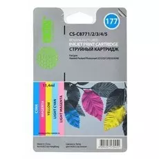 Комплект картриджей Cactus CS-C8771, CS-C8772, CS-C8773, CS-C8774, CS-C8775 (HP 177) для HP PS 3100, 3210, 3213, 3310, C5183, C6100, C6183, C6200, C7183, C7200, C7280, C8183, D7100, D7160, D7363 (5 x 11,4 мл.)