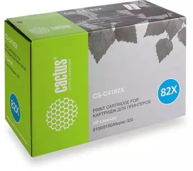 Лазерный картридж Cactus CS-C4182XV (HP 82X) черный увеличенной емкости для HP LaserJet 8100, 8100dn, 8100 MFP, 8100n, 8150, 8150dn, 8150hn, 8150 MFP, 8150n, Mopier 320 (20'000 стр.)