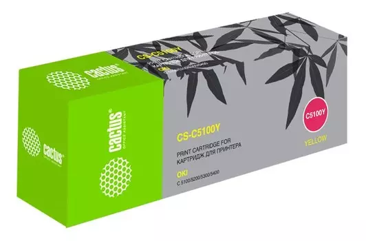 Лазерный картридж Cactus CS-C5100Y (42127405) желтый для MB 7012, Oki C 5100, C 5100n, C 5200, C 5200n, C 5300, C 5300dn, C 5300n, C 5400, C 5400dn, C 5400dtn, C 5400n, C 5400tn, C 5541 (5'000 стр.)