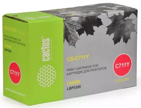 Лазерный картридж Cactus CS-C711Y (Cartridge 711) желтый для Canon imageClass MF9220, MF9220cdn, MF9280; LBP 5300 i-Sensys, 5360 i-Sensys; MF8450 i-Sensys, 9130 i-Sensys, 9170 i-Sensys, 9220 i-Sensys, 9280 i-Sensys (6'000 стр.)
